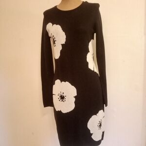 Cynthia Rowley Black Dress with White Floral Design